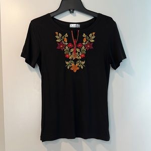 Ukrainian embroidery tshirt top black vyshyvanka size small